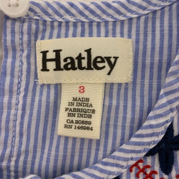 Hatley Blue Pinstriped Flutter Sleeve Embroidered Dress - Picture 3 of 6